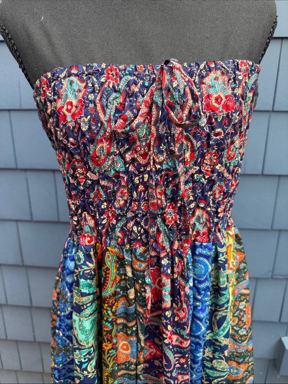 EARTHBOUND Paisley Tiered Maxi Skirt in Navy, Teal, Orange, Red medium - Picture 2 of 11